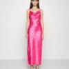 In The Style Cowl Front Midi Dress With Thigh Split - Cocktail Dress / Party Dress - Pink