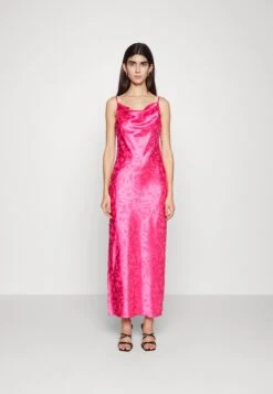 In The Style Cowl Front Midi Dress With Thigh Split - Cocktail Dress / Party Dress - Pink