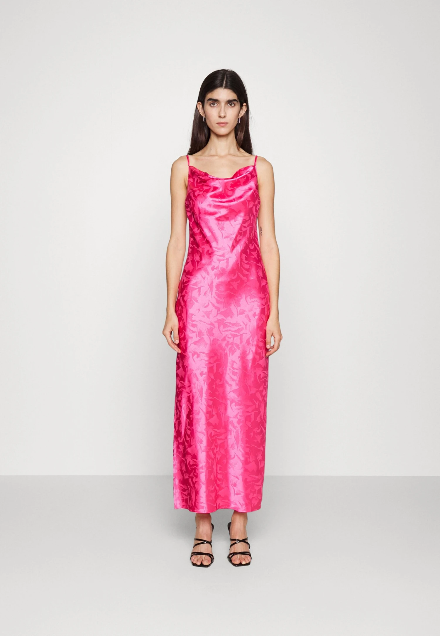 In The Style Cowl Front Midi Dress With Thigh Split - Cocktail Dress / Party Dress - Pink 1 In The Style Cowl Front Midi Dress With Thigh Split - Cocktail Dress / Party Dress - Pink