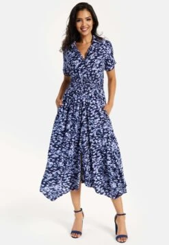 Liquorish MIDI - Shirt Dress - Blue White