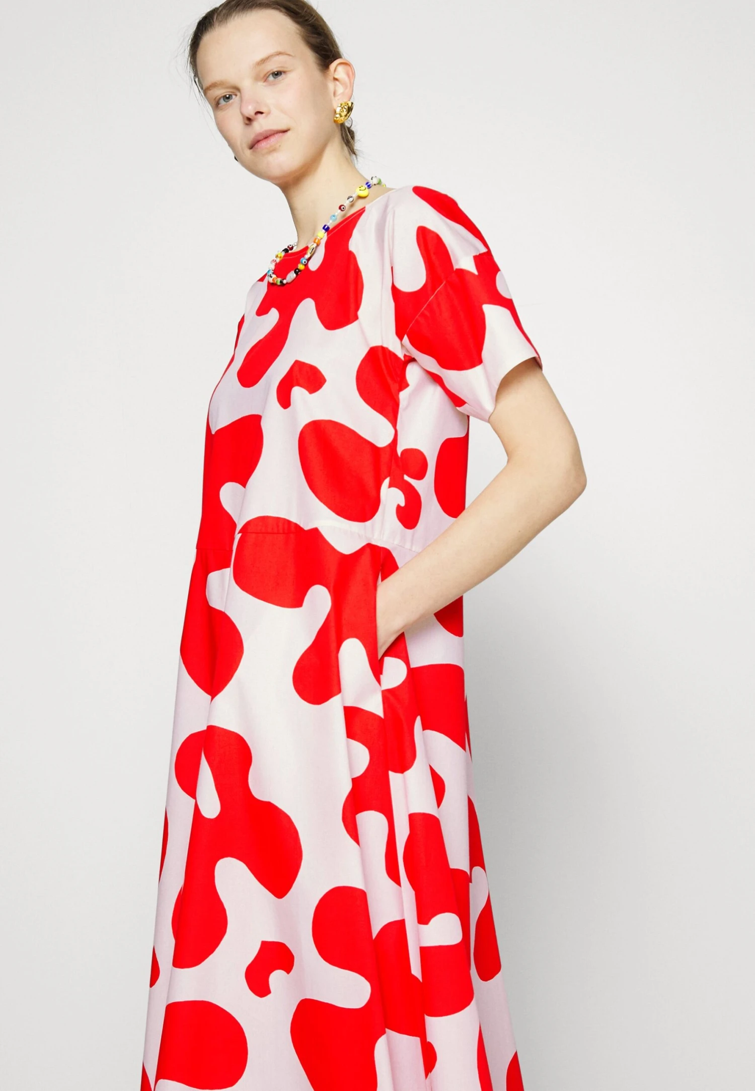 Marimekko Fenja Pulloposti Poplin Dress - Maxi Dress - Red 5 Marimekko Fenja Pulloposti Poplin Dress - Maxi Dress - Red - Image 5