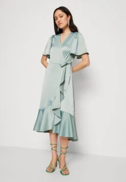 Yasthea Midi Wrap Dress - Cocktail Dress / Party Dress - Green Milieu -Modern Classic Shoes Store 0d35024b1eab4123a8d73bcf56d6a50b