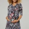 Happy Mama Maternity Wrap Nursing- Jersey Dress - Gunmetal