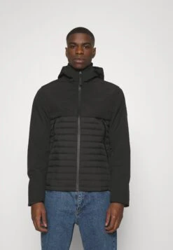 Calvin Klein Quilted Mix Media Jacket Hood - Outdoor Jacket - Black