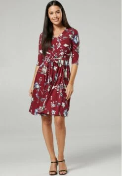 Happy Mama Maternity Wrap Nursing- Jersey Dress - Mottled Red