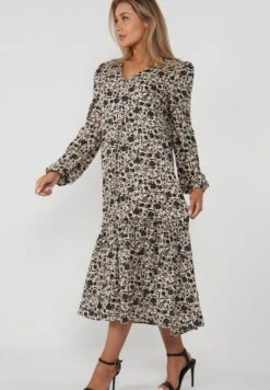 Floral Dip Hem Midi With Tie Waist - Day Dress -Modern Classic Shoes Store 1bbe8e5b0de14b7a87e032a63df61c74