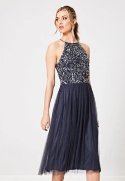 Bridesmaid Embellished Halter Neck Sequin - Cocktail Dress / Party Dress - Grey