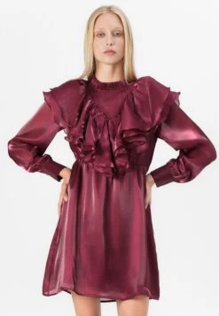 YASELOISE SHINY RUFFLE DRESS - Cocktail Dress / Party Dress - Mauve Wine 9 YASELOISE SHINY RUFFLE DRESS - Cocktail Dress / Party Dress - Mauve Wine -Modern Classic Shoes Store 1e93b9147b45467189a40bb73b03c50c