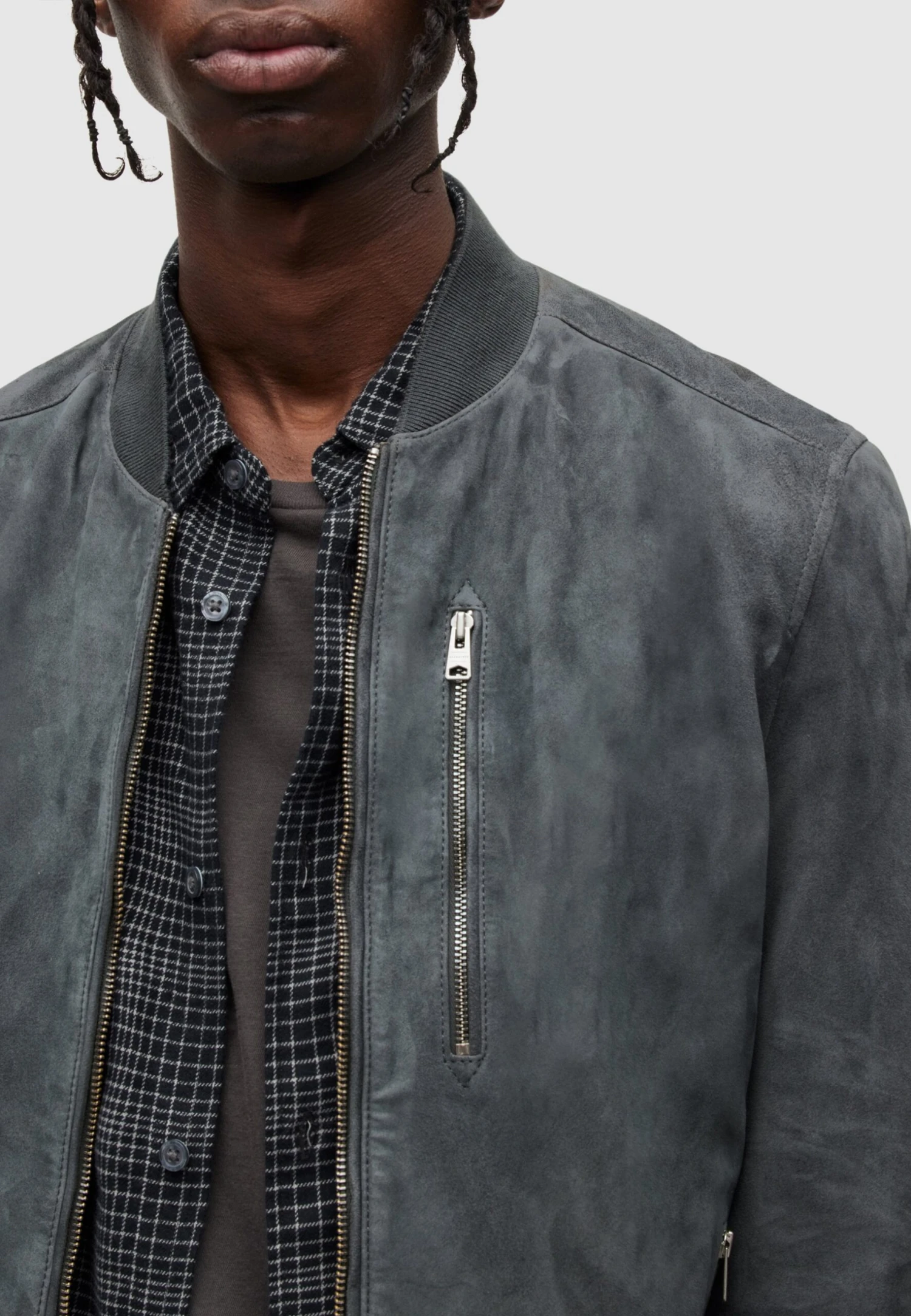 AllSaints Kemble- Leather Jacket - Slatestone Grey 4 AllSaints Kemble- Leather Jacket - Slatestone Grey - Image 4