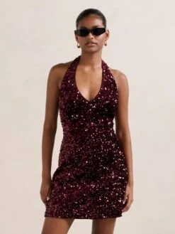 RILEY SEQUIN HALTER MINI - Cocktail Dress / Party Dress - Winetasting