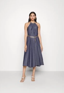 MICHAEL Michael Kors Chain Belt Halter- Cocktail Dress / Party Dress - Indigo Rinse