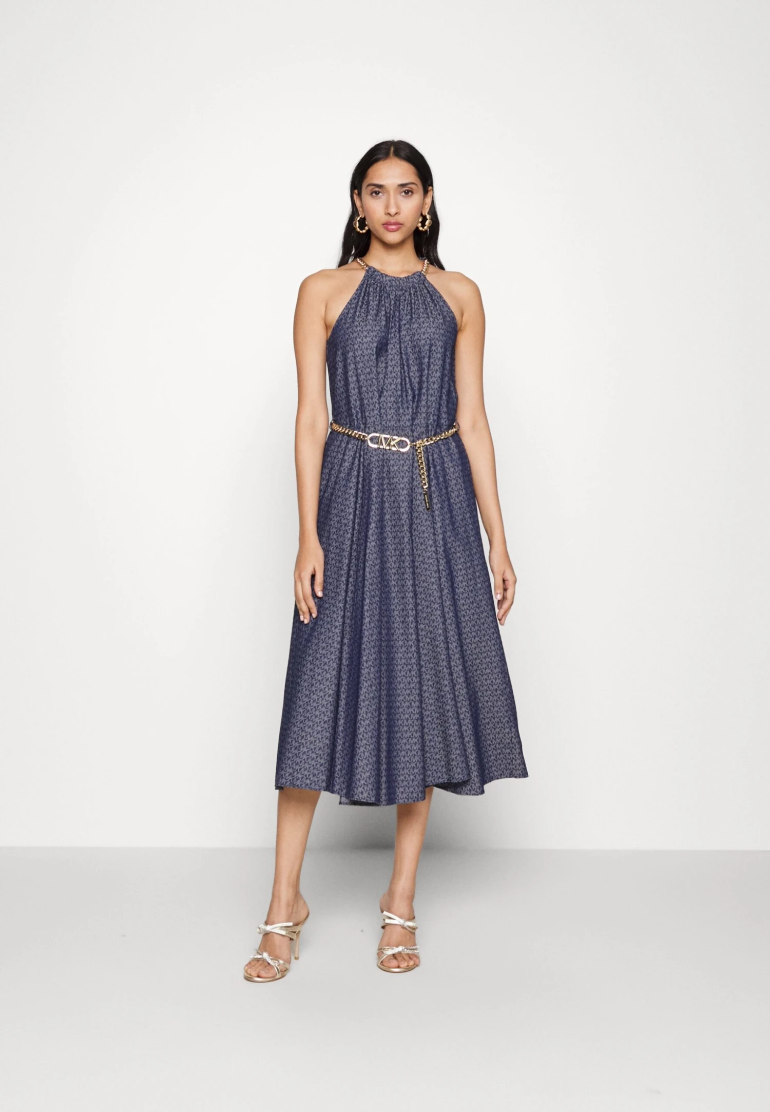 MICHAEL Michael Kors Chain Belt Halter- Cocktail Dress / Party Dress - Indigo Rinse 1 MICHAEL Michael Kors Chain Belt Halter- Cocktail Dress / Party Dress - Indigo Rinse