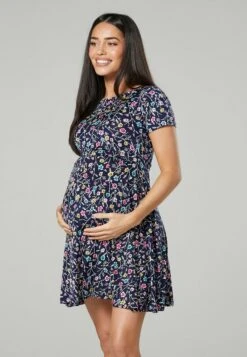 Happy Mama Maternity Summer Nursing - Day Dress - Navy With Multiflower Print -Modern Classic Shoes Store 20fbc80ce0434496bf98fd35613fd6b6