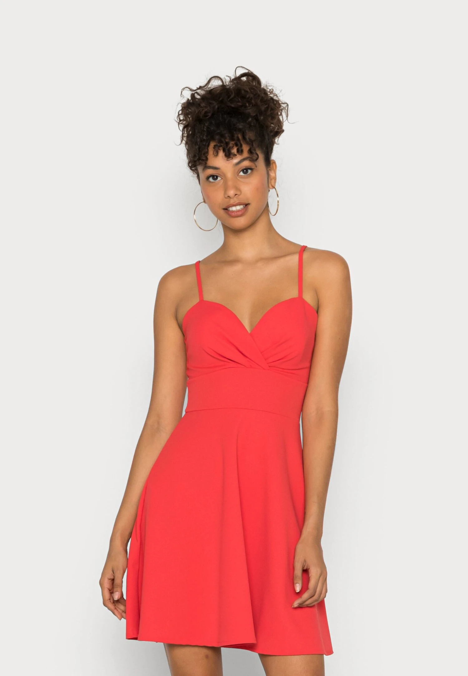 Wal G V Neck Strappy Skater Dress - Cocktail Dress / Party Dress - Coral 1 Wal G V Neck Strappy Skater Dress - Cocktail Dress / Party Dress - Coral