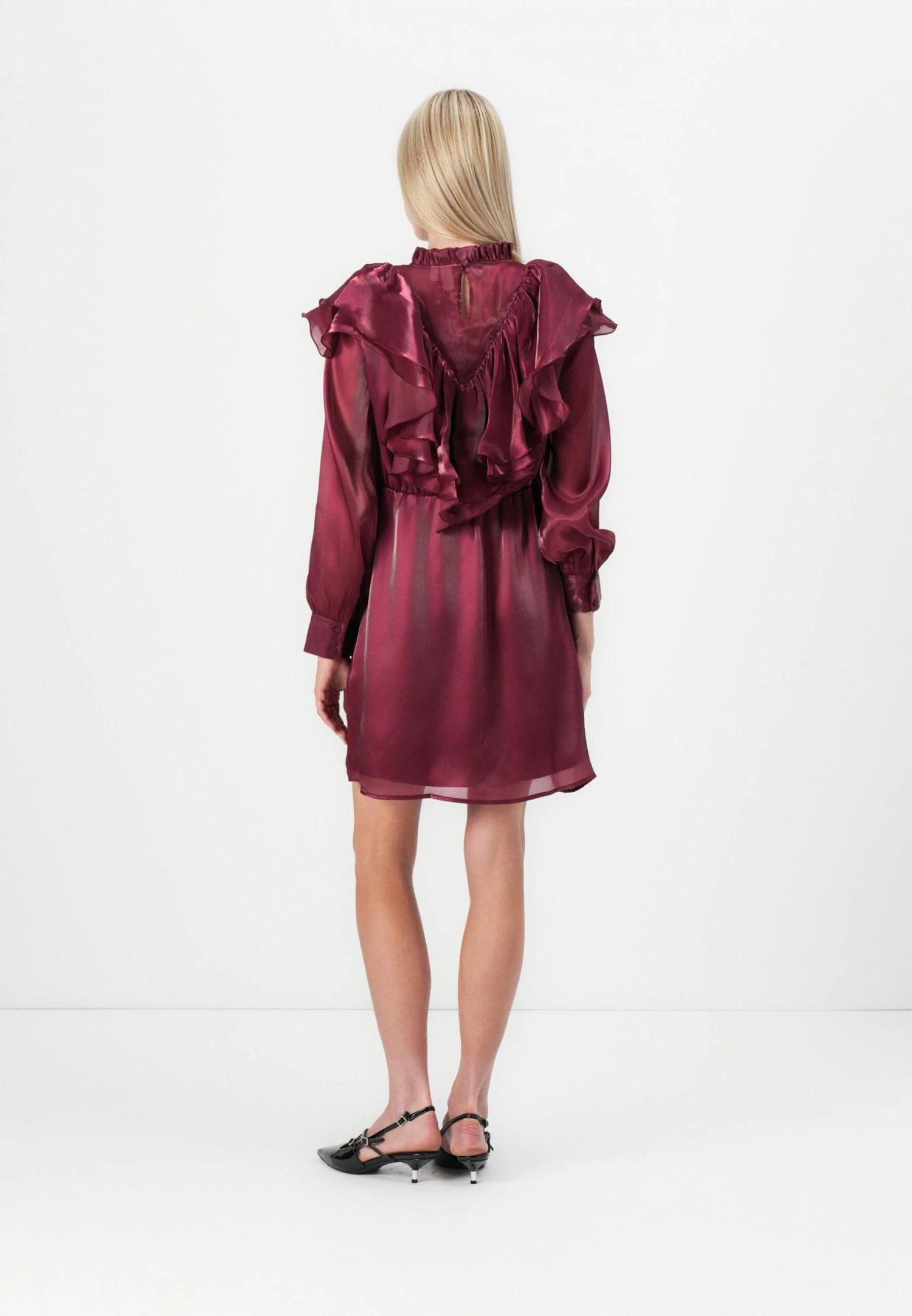 YASELOISE SHINY RUFFLE DRESS - Cocktail Dress / Party Dress - Mauve Wine 3 YASELOISE SHINY RUFFLE DRESS - Cocktail Dress / Party Dress - Mauve Wine - Image 3