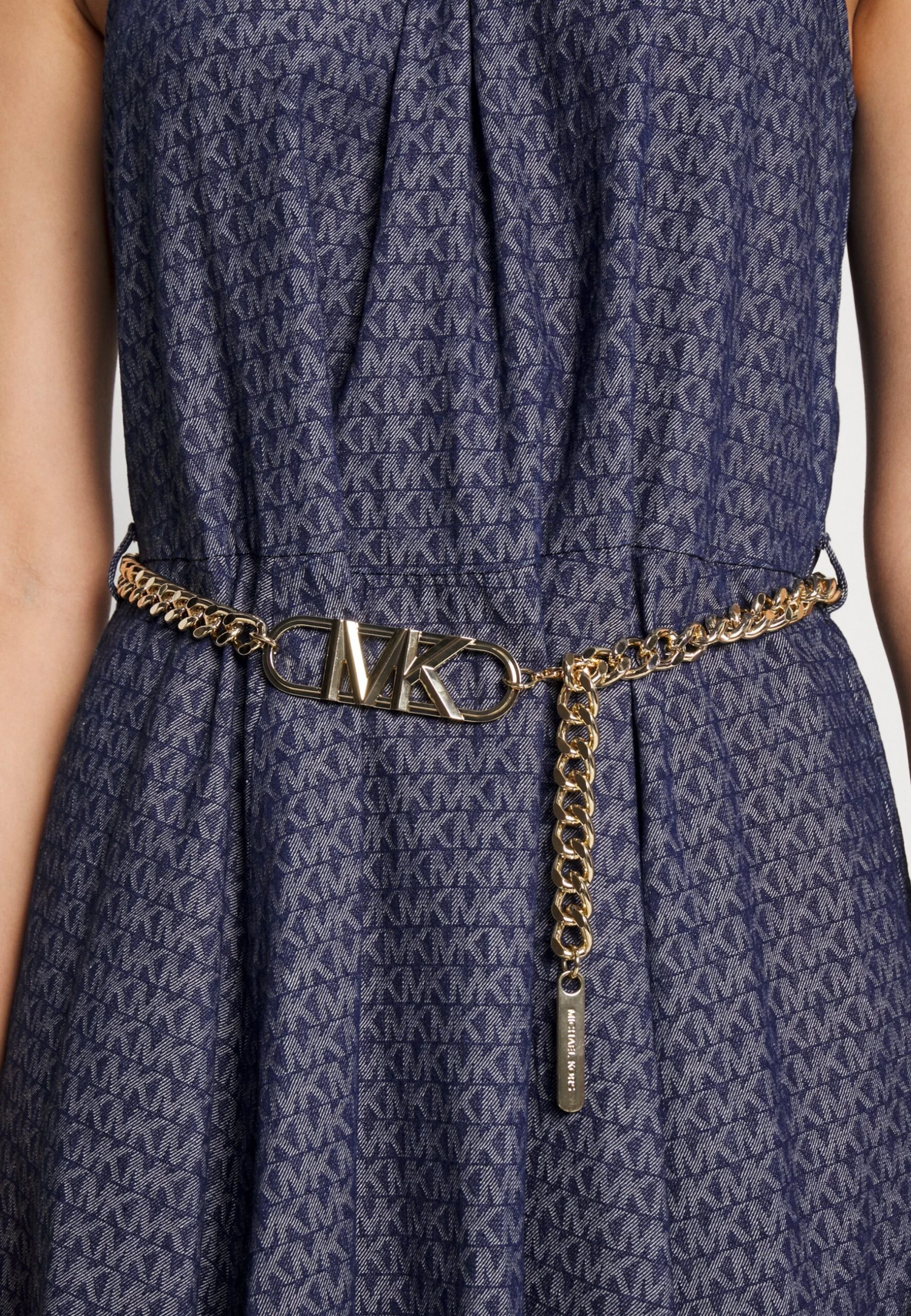MICHAEL Michael Kors Chain Belt Halter- Cocktail Dress / Party Dress - Indigo Rinse 7 MICHAEL Michael Kors Chain Belt Halter- Cocktail Dress / Party Dress - Indigo Rinse - Image 7