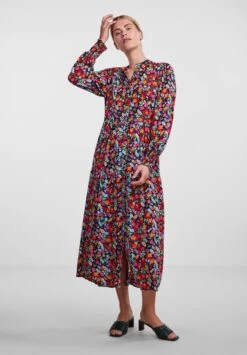 Yasalira Long Shirt Dress - Shirt Dress - Garden Topiaryaop Small Flower Print