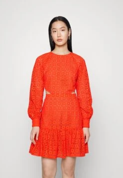 MICHAEL Michael Kors Eyelet Cut Out Mini- Cocktail Dress / Party Dress - Optic Orange
