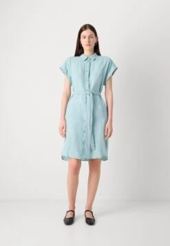 Marc O'Polo SHIRT DRESS SHORT LENGTH COLLAR BELT AT WAIST - Shirt Dress - Pure Teal -Modern Classic Shoes Store 3748aa5a74a54a14a9e967b0778f6097