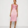 Wal G Limmy Cowl Neck Midi Dress - Cocktail Dress / Party Dress - Mauve Pink