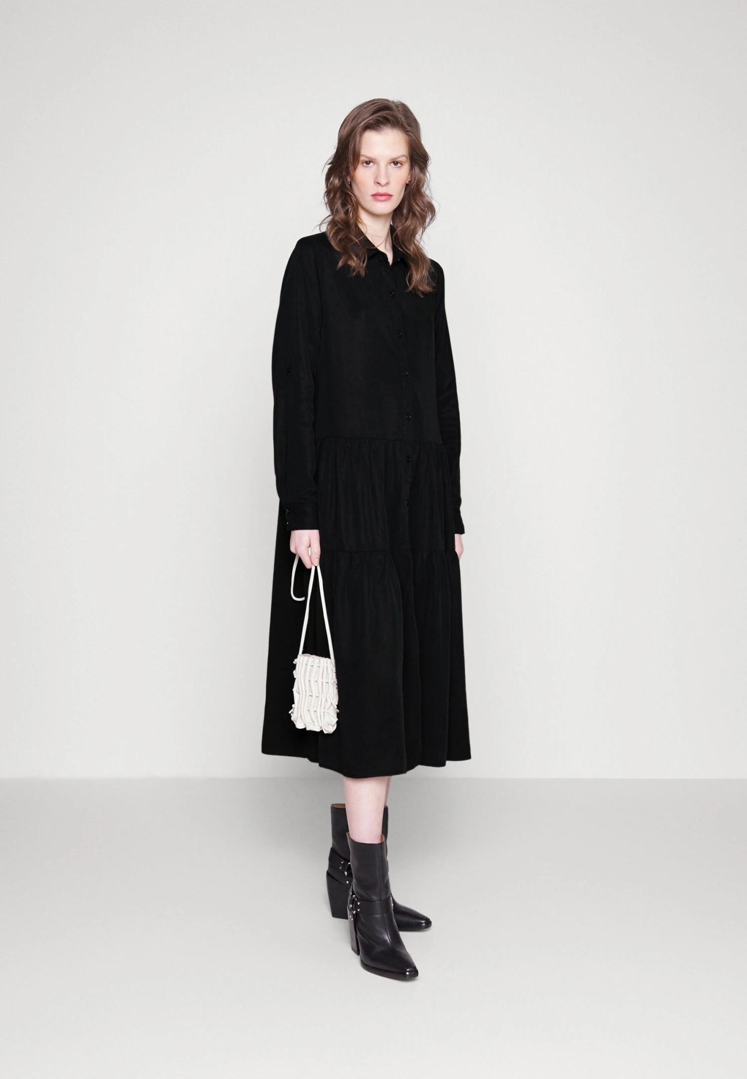 True Religion Ruffles Seersucker Dress - Shirt Dress - Black 2 True Religion Ruffles Seersucker Dress - Shirt Dress - Black - Image 2