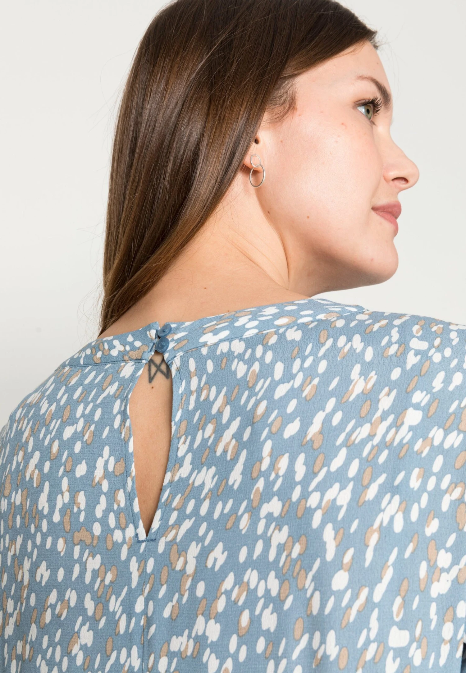 Tom Tailor Printed Crepe Midi Dress - Day Dress - Blue Dotted Design 5 Tom Tailor Printed Crepe Midi Dress - Day Dress - Blue Dotted Design - Image 5