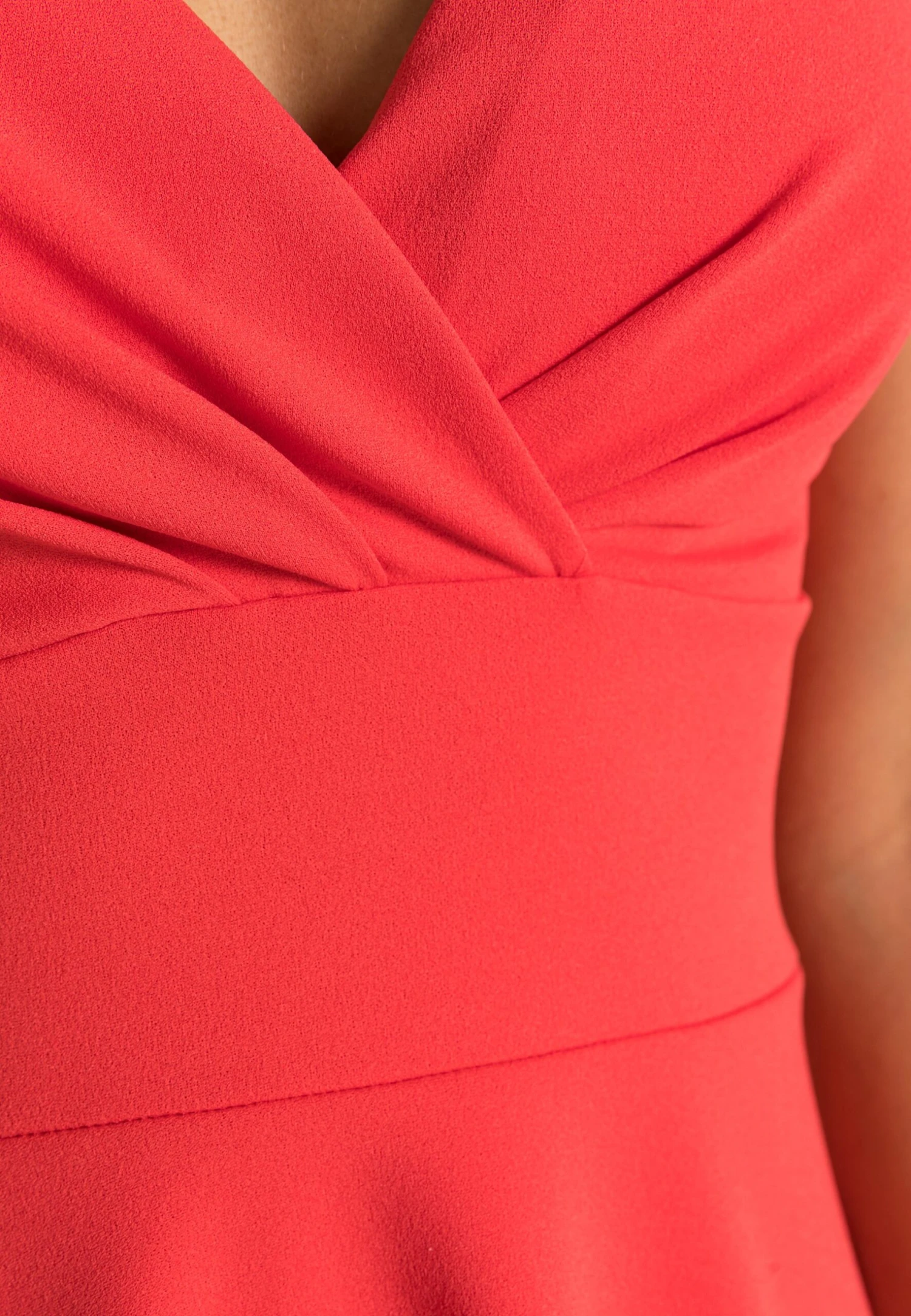 Wal G V Neck Strappy Skater Dress - Cocktail Dress / Party Dress - Coral 5 Wal G V Neck Strappy Skater Dress - Cocktail Dress / Party Dress - Coral - Image 5