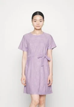 Vikawa Short Tie Belt Dress - Jersey Dress - Pastel Lilac