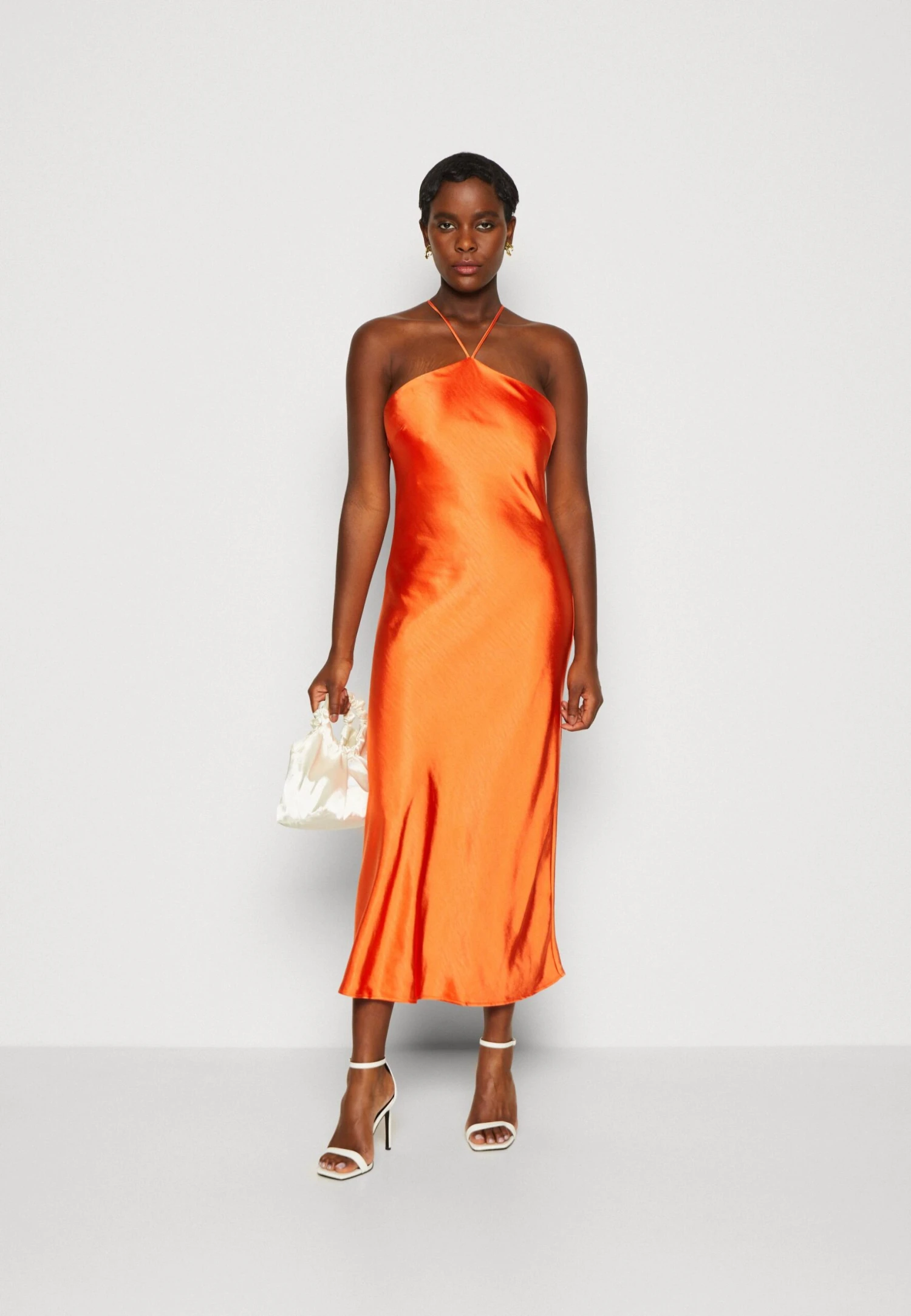 Papaya Midi Dress- Cocktail Dress / Party Dress - Red Orange 2 Papaya Midi Dress- Cocktail Dress / Party Dress - Red Orange - Image 2