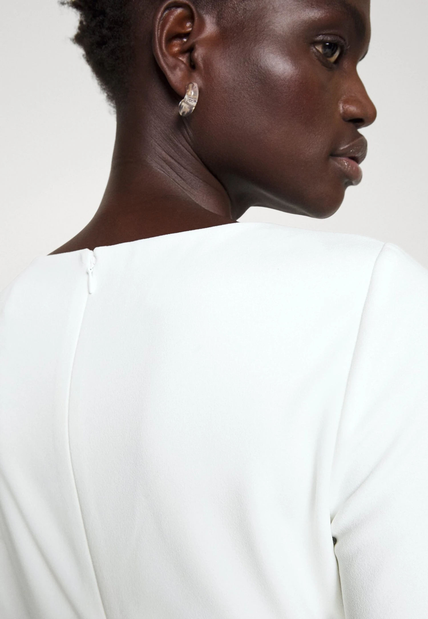 DKNY Side Ruched Sheath Dress - Jersey Dress - Ivory 6 DKNY Side Ruched Sheath Dress - Jersey Dress - Ivory - Image 6