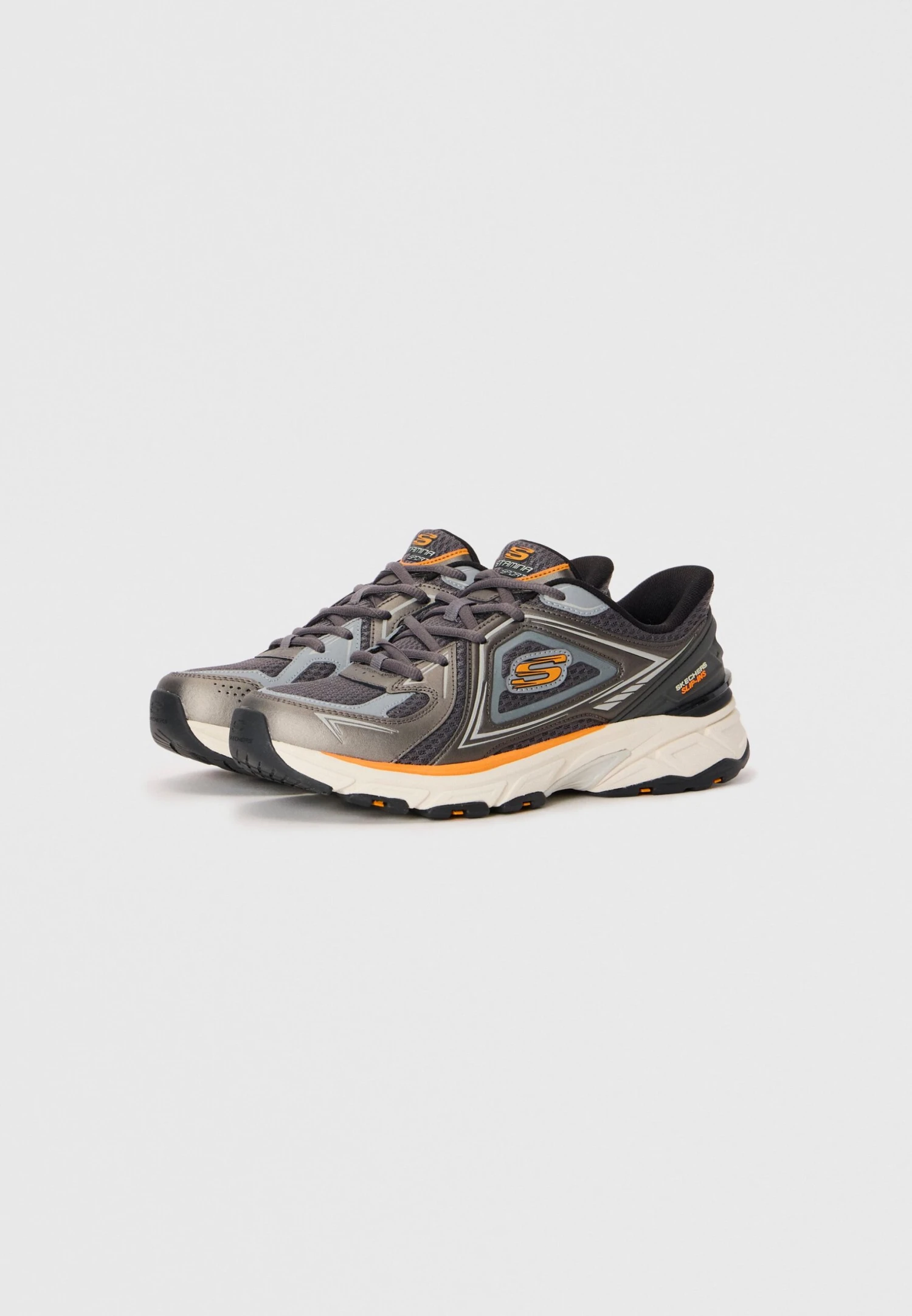 Skechers STAMINA - Trainers - Charcoal/orange 2 Skechers STAMINA - Trainers - Charcoal/orange - Image 2