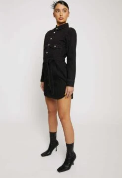 With Tie Belt - Denim Dress - Black Wash -Modern Classic Shoes Store 5d5f6198fe1542e3b27f0509fa51af46