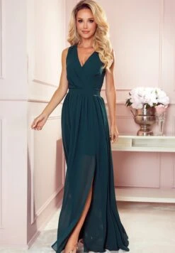 Happy Mama With A Neckline And A Tie On The Back - Maxi Dress - Bottle Green -Modern Classic Shoes Store 5ec0f565dfd943ecb8a5c62f78fe0e5f