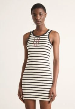 Calvin Klein Jeans STRIPE DRESS - Jersey Dress - Blue/white