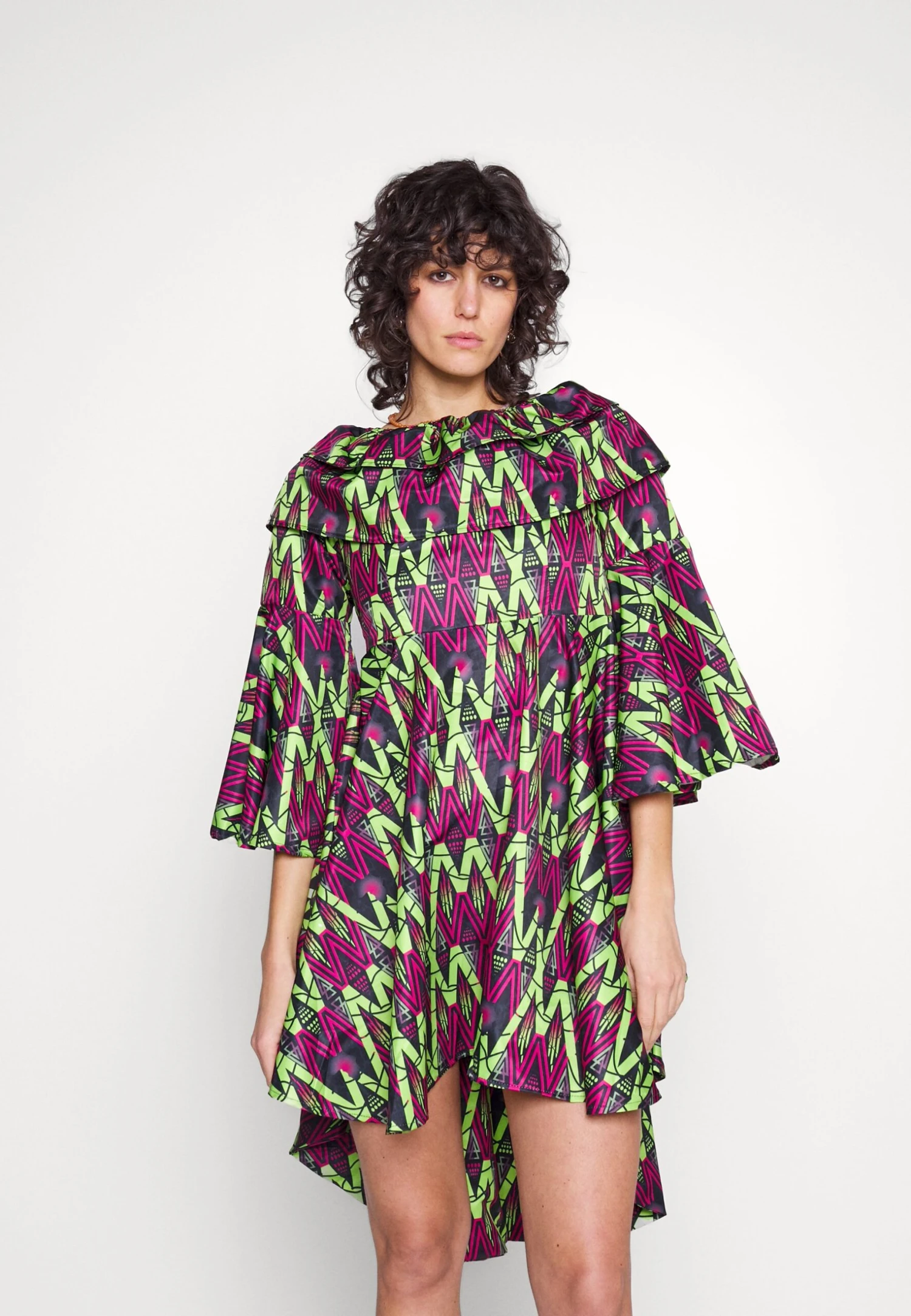 Open Shoulder Dress - Day Dress - Green 1 Open Shoulder Dress - Day Dress - Green