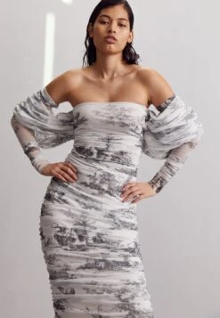 Toile De Jouy - Cocktail Dress / Party Dress - White/Black