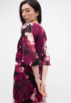 DKNY V NECK FRONT KNOT MIDI - Day Dress - Lafayette Bloom Damson -Modern Classic Shoes Store 6c7ce1c1cb004f008af23e5625949384