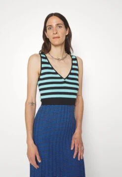 Slinky Dress - Jumper Dress - Aqua/Black/Oxford Blue -Modern Classic Shoes Store 6cb47ce35ae542a2beb262def2ebfc93