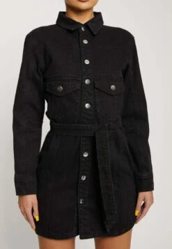 With Tie Belt - Denim Dress - Black Wash -Modern Classic Shoes Store 6e6e9640b485497bbeb211bad6f87e98