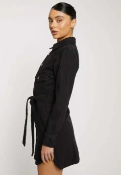 With Tie Belt - Denim Dress - Black Wash -Modern Classic Shoes Store 72003228061a4fa08a7536023b90d126