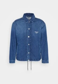 Marc O'Polo DENIM Coachs Jacket Relaxed Fit Welt Pockets Kent Collar Drawcord- Denim Jacket - Multi/Mid Clean Bright Blue -Modern Classic Shoes Store 7373b6562f5e4b37a30ef4f0b9ad5d98