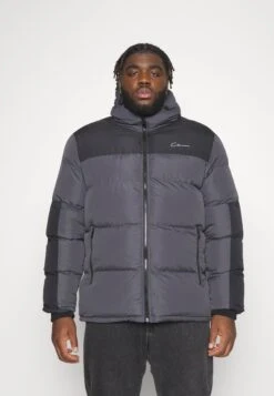 Panelled Contrast Puffer - Winter Jacket - Charcoal