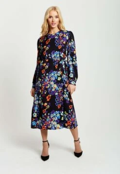 Liquorish SPECKLE FLORAL - Day Dress - Black