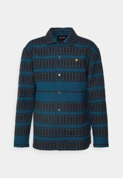 Lyle & Scott Grid Overshirt - Light Jacket - Peak Blue/Sediment