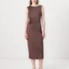 MARQUIS RUCHED CUT OUT MIDI DRESS - Jersey Dress - Chocolate