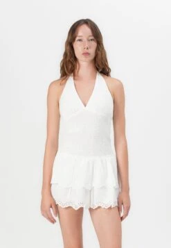 Hollister Co. DOUBLE TIER SMOCKED HALTER SKORT DRESS PRETTY - Day Dress - White
