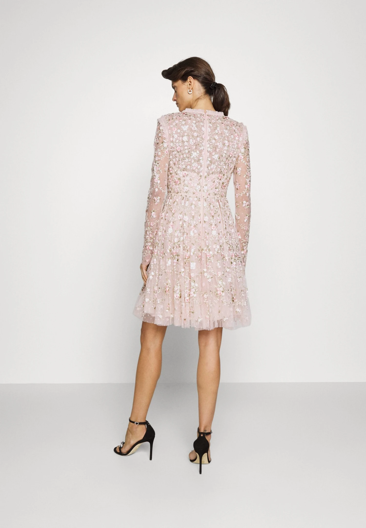 Needle & Thread Victoria Ditsy V-Neck Mini Dress - Cocktail Dress / Party Dress - Petal Pink/Multi 3 Needle & Thread Victoria Ditsy V-Neck Mini Dress - Cocktail Dress / Party Dress - Petal Pink/Multi - Image 3