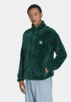Adidas Originals EssTt Fluffy - Fleece Jacket - Dark Green