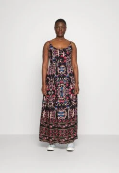 ONLY CARMAKOMA Carnolana Life Strap Calf Dress Aop - Maxi Dress - Black/Multicoloured