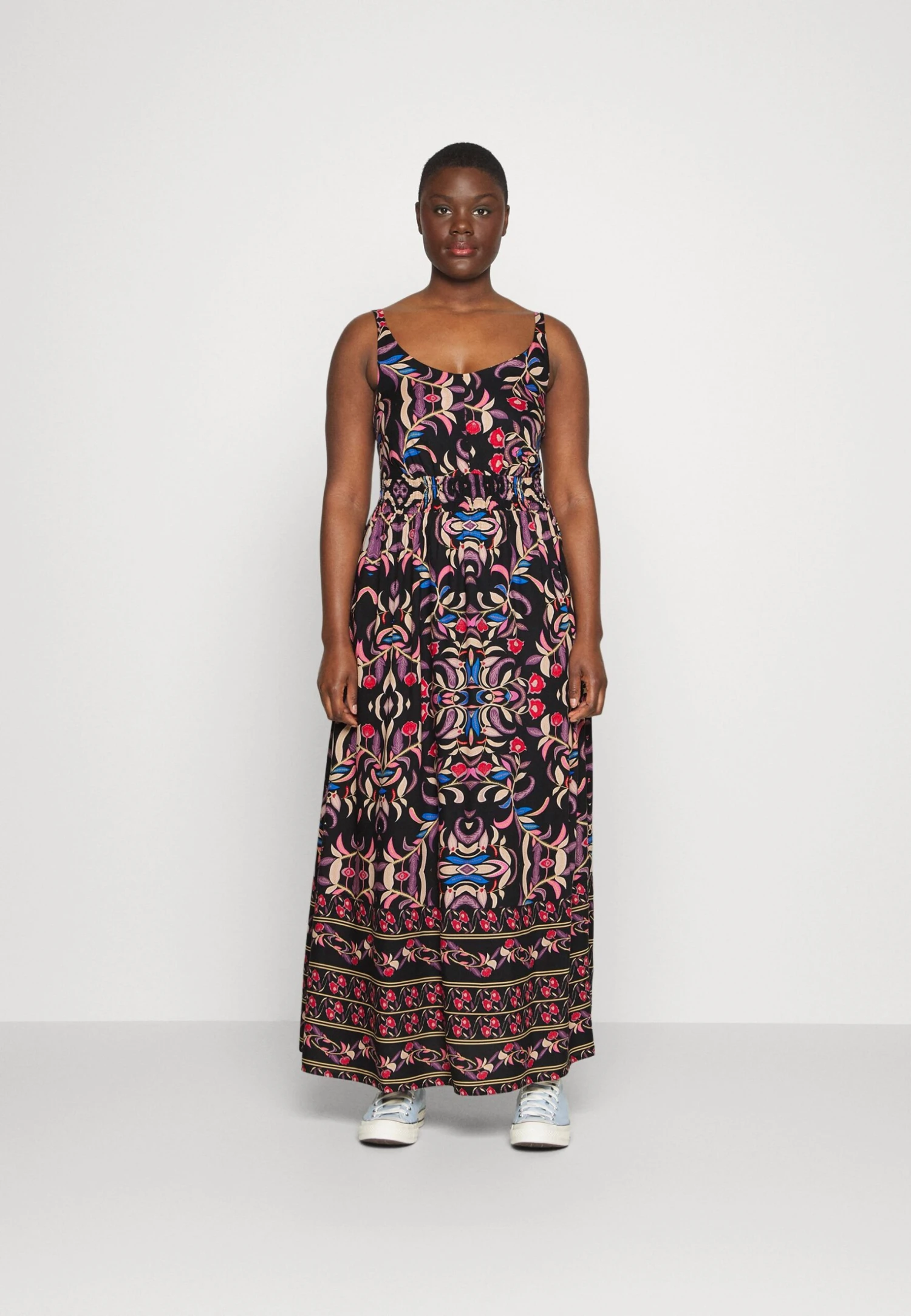 ONLY CARMAKOMA Carnolana Life Strap Calf Dress Aop - Maxi Dress - Black/Multicoloured 1 ONLY CARMAKOMA Carnolana Life Strap Calf Dress Aop - Maxi Dress - Black/Multicoloured